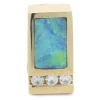 14 Karat Yellow Gold Black Opal and Diamonds Slide Pendant