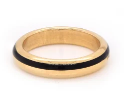 18 Karat Yellow Gold Black Enamel Band