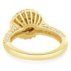18 Karat Yellow Gold Black Round Brilliant Cut Diamond Engagement Ring