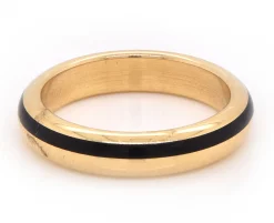 18 Karat Yellow Gold Black Enamel Band