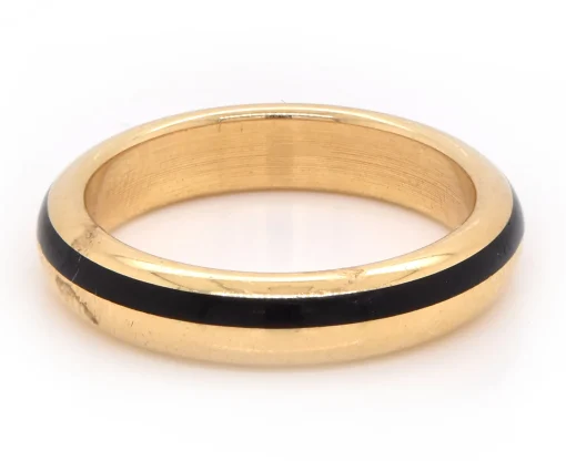 18 Karat Yellow Gold Black Enamel Band