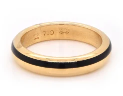 18 Karat Yellow Gold Black Enamel Band