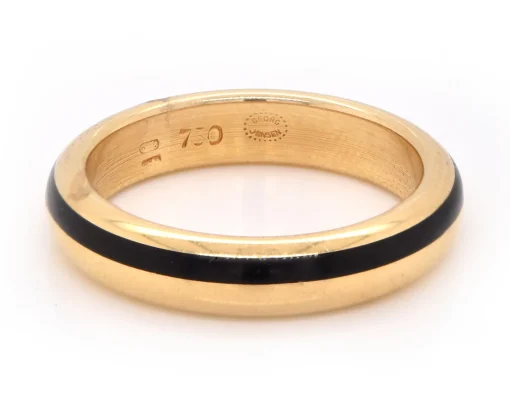 18 Karat Yellow Gold Black Enamel Band