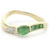 18 Karat Yellow Gold Cabochon Emerald and Diamond Ring
