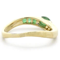 18 Karat Yellow Gold Cabochon Emerald and Diamond Ring
