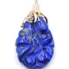 14 Karat Yellow Gold Carved Lapis Pendant