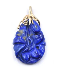 14 Karat Yellow Gold Carved Lapis Pendant
