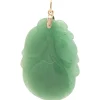 14 Karat Yellow Gold Carved Jade Pendant