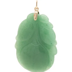 14 Karat Yellow Gold Carved Jade Pendant
