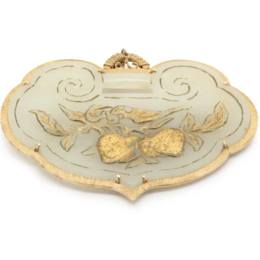 18 Karat Yellow Gold Carved Jade Pendant