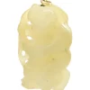 14 Karat Yellow Gold Carved Jade Pendant