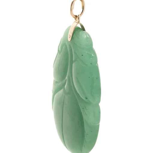 14 Karat Yellow Gold Carved Jade Pendant