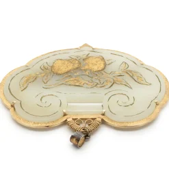 18 Karat Yellow Gold Carved Jade Pendant