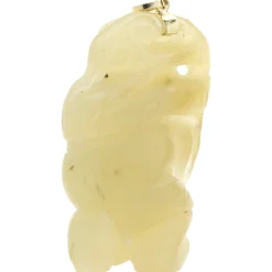 14 Karat Yellow Gold Carved Jade Pendant