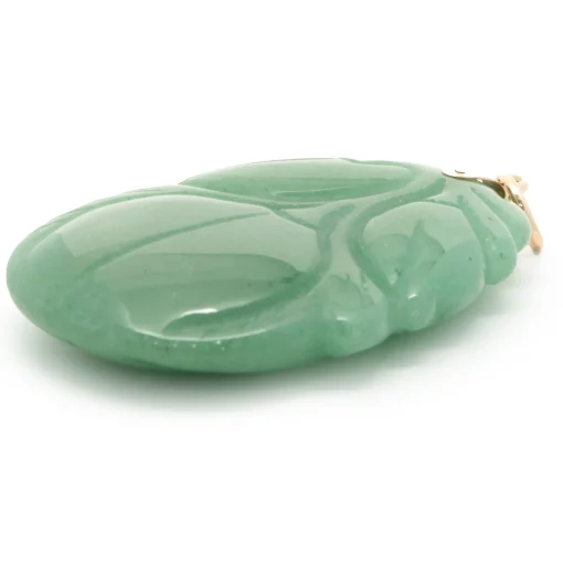 14 Karat Yellow Gold Carved Jade Pendant