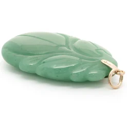 14 Karat Yellow Gold Carved Jade Pendant