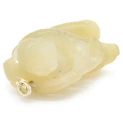14 Karat Yellow Gold Carved Jade Pendant