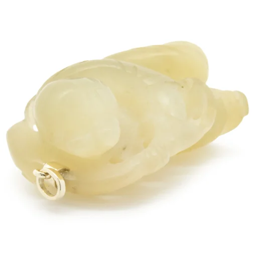 14 Karat Yellow Gold Carved Jade Pendant