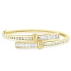 14 Karat Yellow Gold Channel Set Diamond Bypass Bangle Bracelet