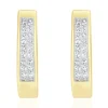14 Karat Yellow Gold Channel Set Princess Cut Diamond Hoop Earrings