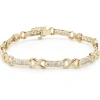 14 Karat Yellow Gold Channel Set Diamond X Tennis Bracelet