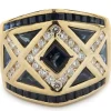 18 Karat Yellow Gold Channel Set Sapphire and Diamond Ring