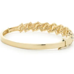 14 Karat Yellow Gold Channel Set Diamond X Bangle Bracelet