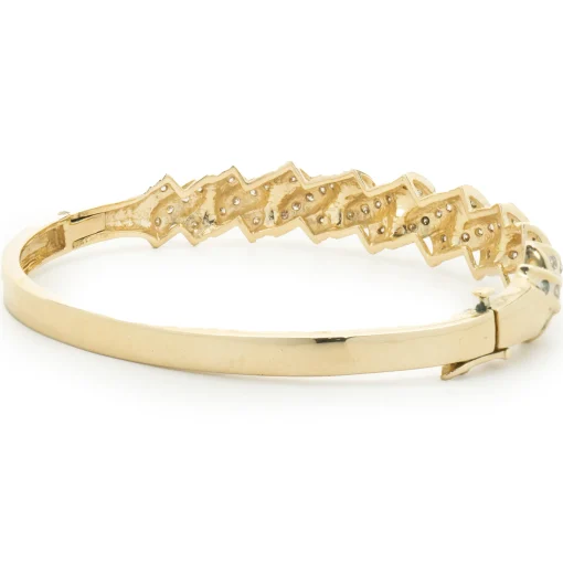 14 Karat Yellow Gold Channel Set Diamond X Bangle Bracelet