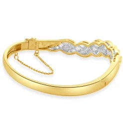 18 Karat Yellow Gold Channel Set Baguette Cut Diamond Braided Bangle Bracelet