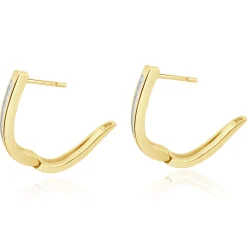 14 Karat Yellow Gold Channel Set Princess Cut Diamond Hoop Earrings