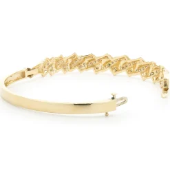 14 Karat Yellow Gold Channel Set Diamond X Bangle Bracelet
