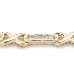 14 Karat Yellow Gold Channel Set Diamond X Tennis Bracelet