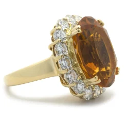 18 Karat Yellow Gold Citrine and Diamond Ring