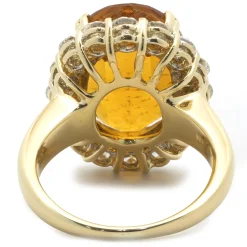 18 Karat Yellow Gold Citrine and Diamond Ring