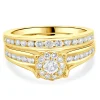 14 Karat Yellow Gold Cluster Diamond Engagement Ring