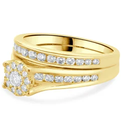 14 Karat Yellow Gold Cluster Diamond Engagement Ring