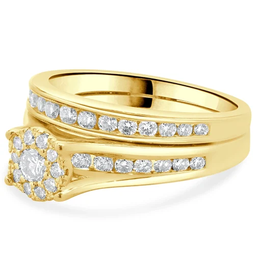 14 Karat Yellow Gold Cluster Diamond Engagement Ring
