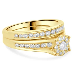 14 Karat Yellow Gold Cluster Diamond Engagement Ring
