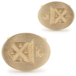 14 Karat Yellow Gold Crest Cufflinks