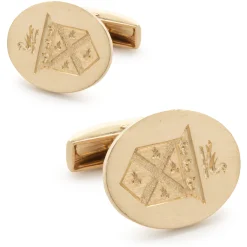 14 Karat Yellow Gold Crest Cufflinks