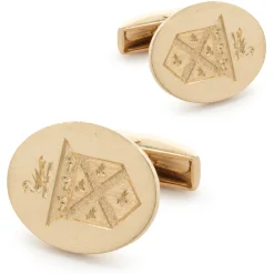 14 Karat Yellow Gold Crest Cufflinks