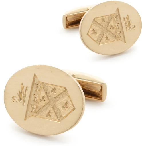 14 Karat Yellow Gold Crest Cufflinks