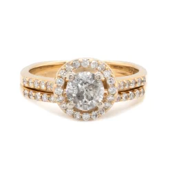 14 Karat Yellow Gold 0.50ct Round Brilliant Galaxy Diamond Wedding Set