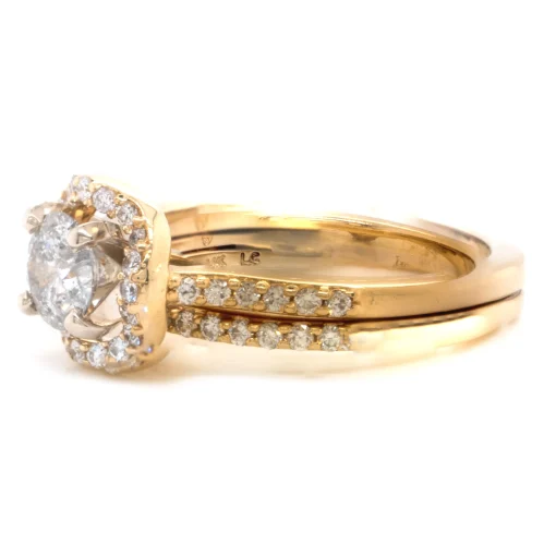 14 Karat Yellow Gold 0.50ct Round Brilliant Galaxy Diamond Wedding Set