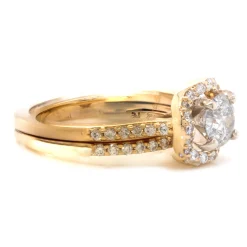 14 Karat Yellow Gold 0.50ct Round Brilliant Galaxy Diamond Wedding Set