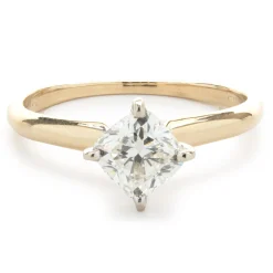 14 Karat Yellow Gold Cushion Cut Diamond Engagement Ring
