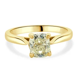 14 Karat Yellow Gold Cushion Cut Diamond Engagement Ring