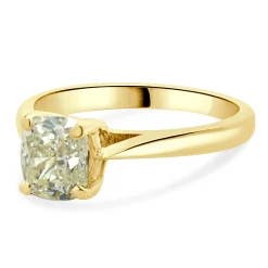 14 Karat Yellow Gold Cushion Cut Diamond Engagement Ring