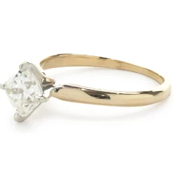 14 Karat Yellow Gold Cushion Cut Diamond Engagement Ring