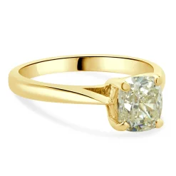 14 Karat Yellow Gold Cushion Cut Diamond Engagement Ring